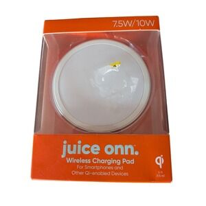 Juice Onn Wireless Charging Pad 7.5W 10W White Qi Enabled for Smartphones 5ft